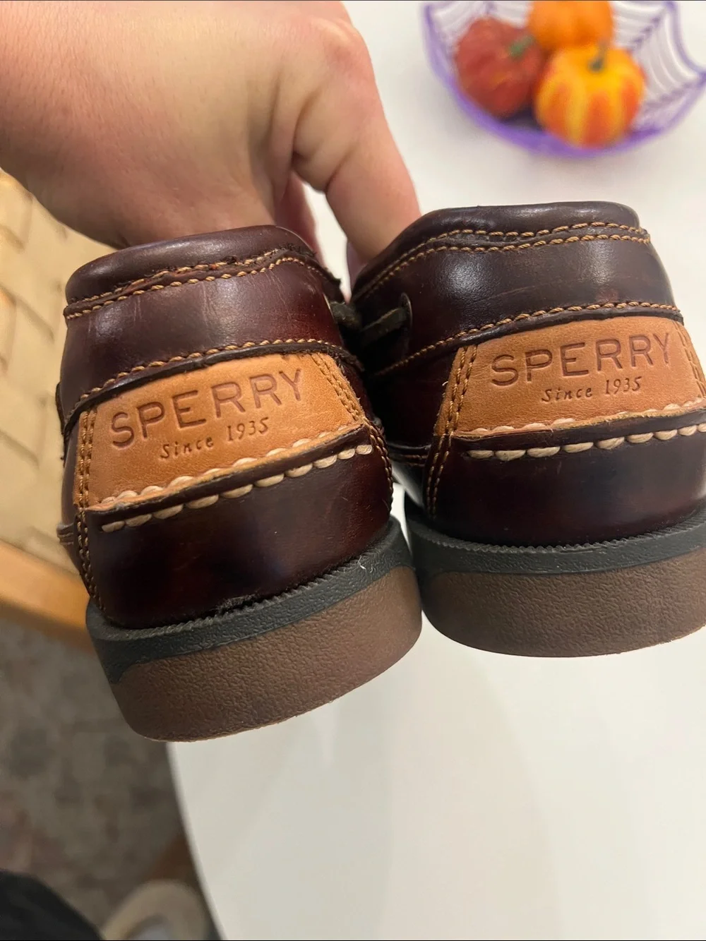 Sperry Brown Leather Moc Toe Boat Shoes